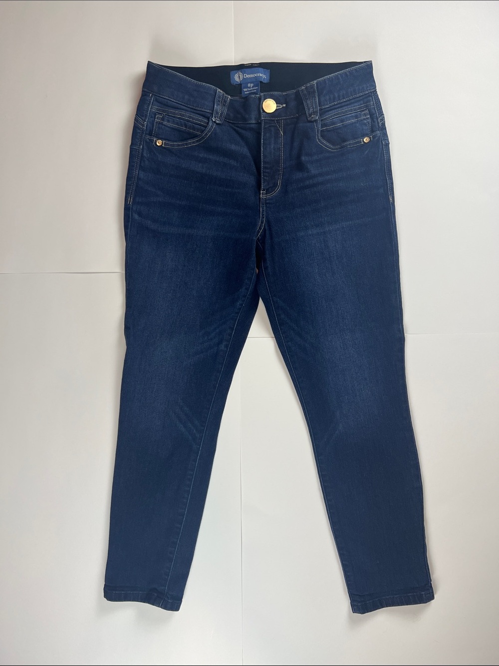 Democracy Navy Skinny Jeans with Gold Hardware 8P “Ab” Solution